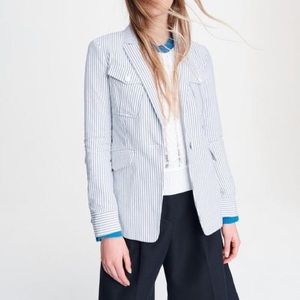 Rag & Bone Owen Poplin Blue Striped blazer long sleeve cotton